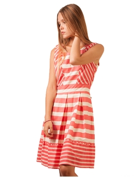 Rochie De Vara Fara Maneci Roz Si Alb